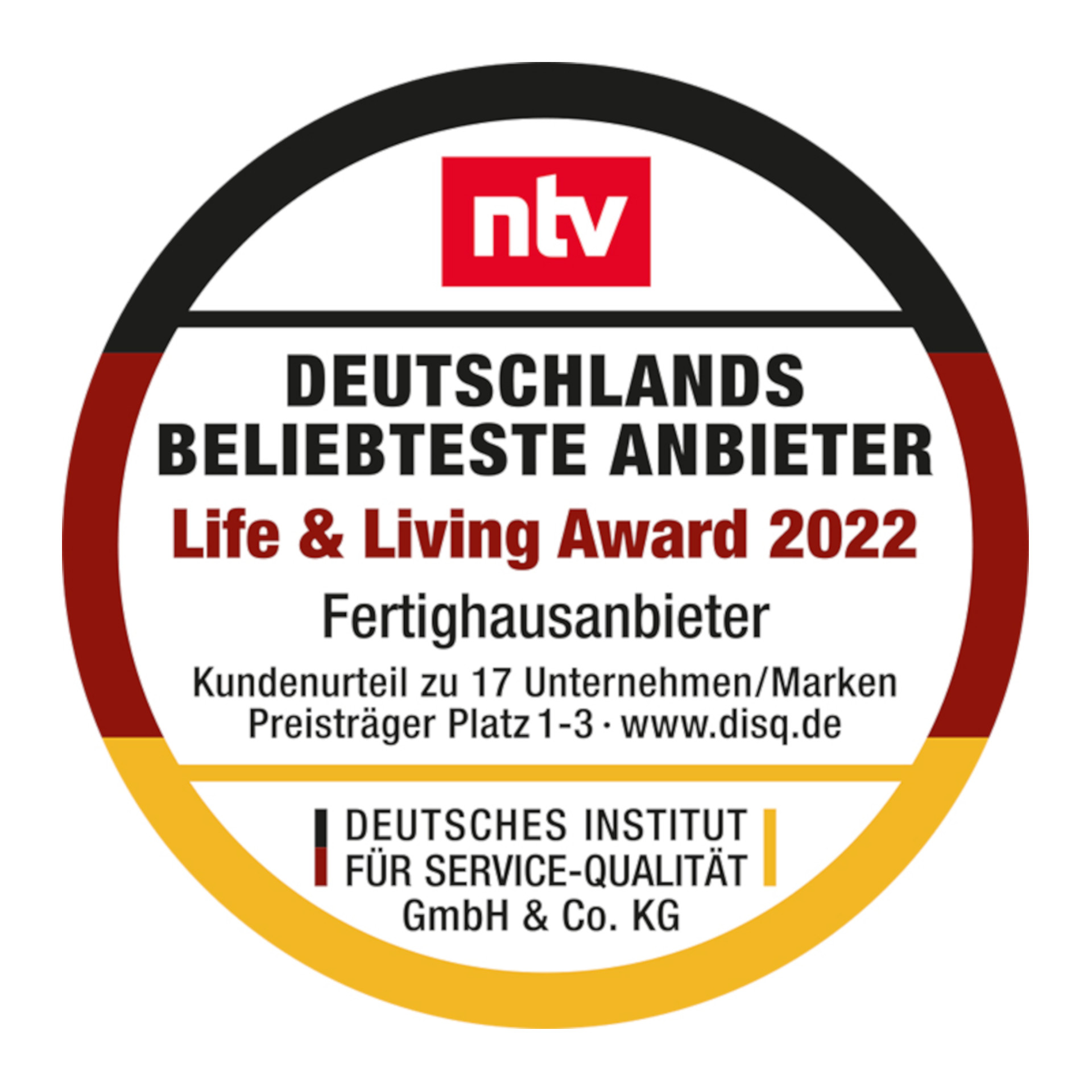 Life & Living Award 2022: Bien-Zenker zählt erneut zu Deutschlands beliebtesten Fertighausanbietern