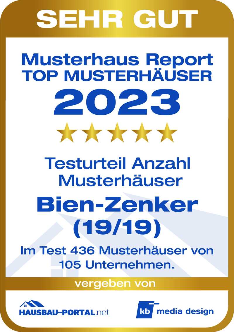 Auszeichnung in Gold - Musterhaus Report 2023 Bien-Zenker