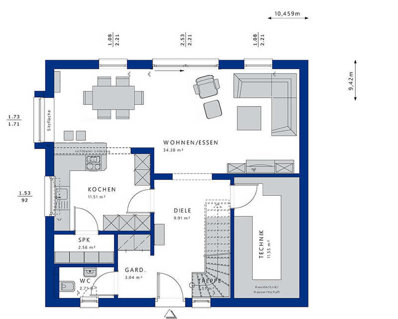Bien-Zenker-Häuser-Einfamilienhaus-Evolution-154-V2-Grundriss-EG